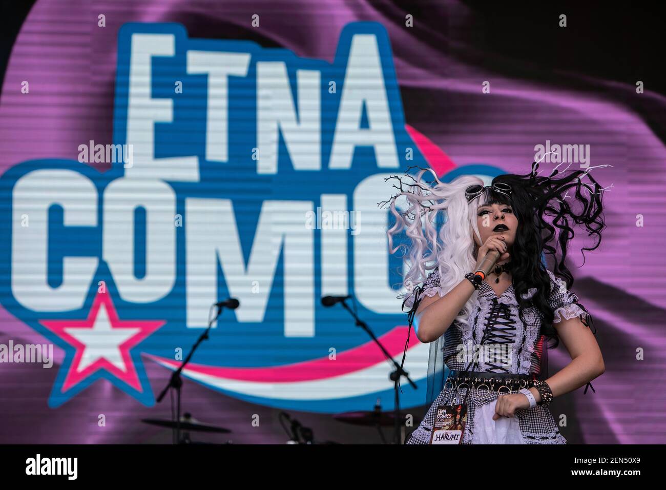 Harumi performs on stage during Etna Comics 2019 in Catania. (Photo by  Antonio Melita / Pacific Press/Sipa USA Stock Photo - Alamy