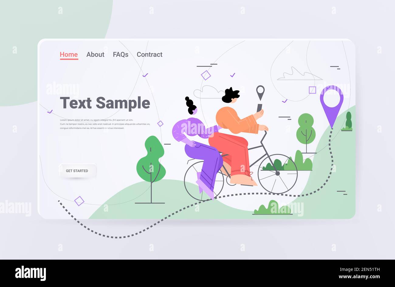 women riding bike using mobile gps navigation app travel tourism