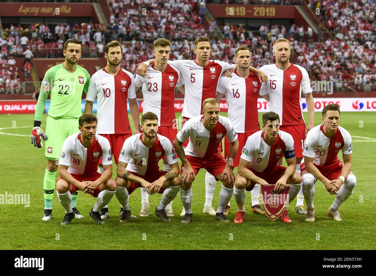 The Polish national football team poses for a photo during the UEFA