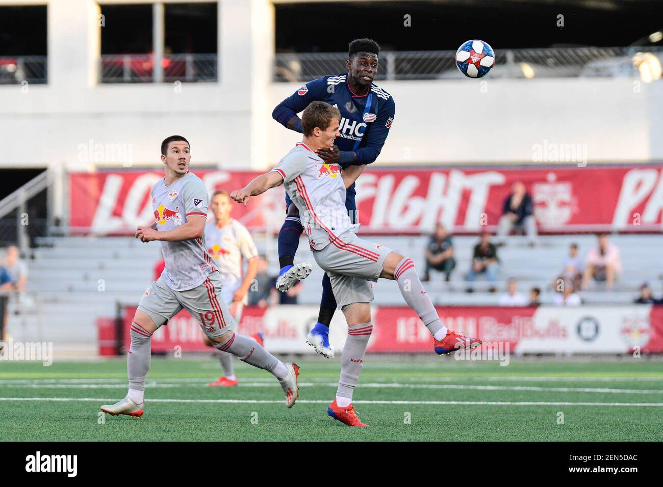 Jun 11 19 Montclair Nj Usa New York Red Bulls Midfielder Andreas Ivan 9 Battles For The Ball Against New England Revolution Midfielder Scott Caldwell 6 During The First Half At Msu Jun 11 19 Montclair Nj Usa New York Red Bulls Midfielder Andreas Ivan 9 Battles For The Ball Against New England Revolution Midfielder Scott Caldwell 6 During The First Half At Msu