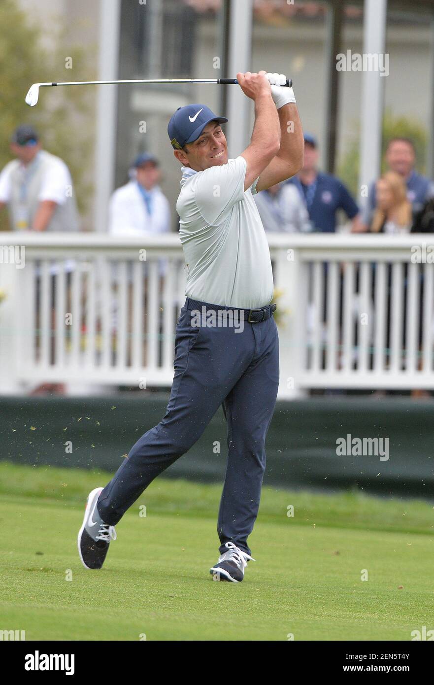 Jun 13, 2019; Pebble Beach, CA, USA; Francesco Molinari plays his second  shot on the 16th hole during the first round of the 2019 U.S. Open golf  tournament at Pebble Beach Golf