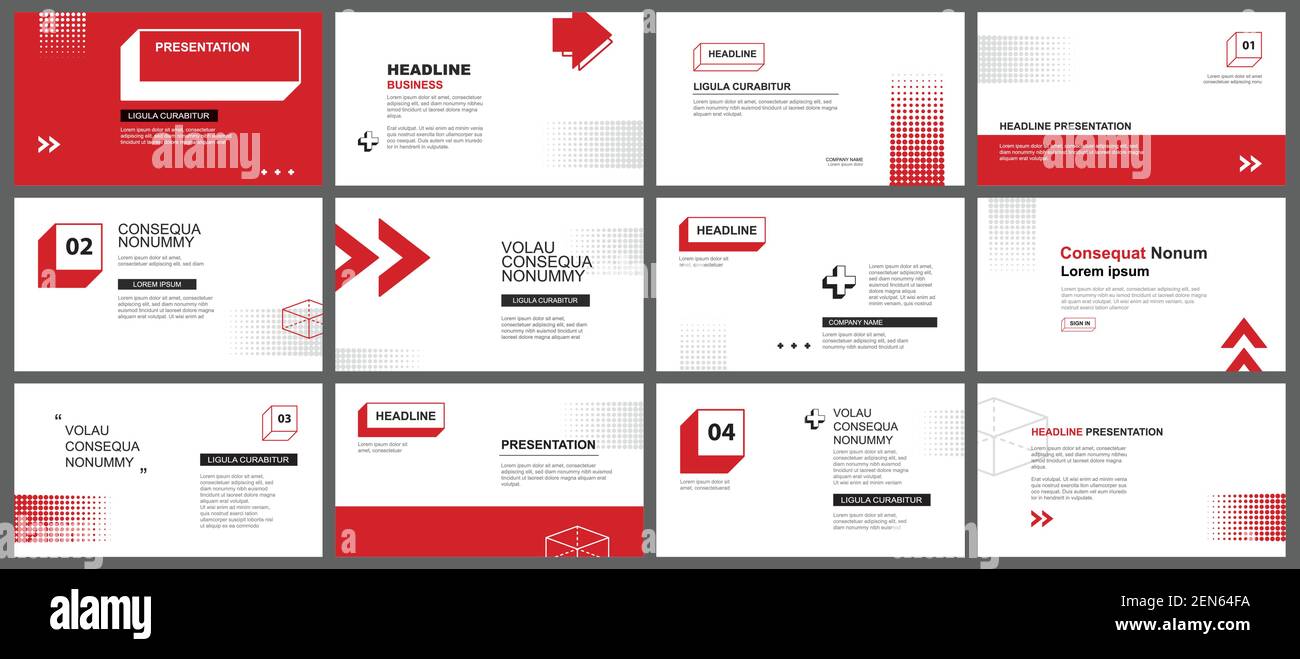 Presentation and slide layout template. Red geometric modern design background. Use for business annual report, flyer, marketing, leaflet, advertising Stock Vector