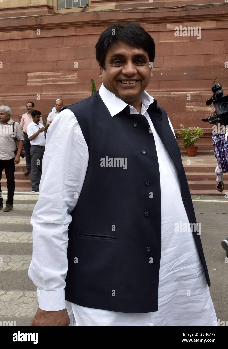 NEW DELHI, INDIA - JUNE 17: Newly elected Member of Parliament Malook Nagar arrives to attend the first session of 17th Lok Sabha, at Parliament of India on June 17, 2019 in New Delhi, India. In Parliament Budget session, which began on June 17 and will conclude on July 26, the NDA government is set to push crucial legislations, including a bill that seeks to criminalise the practice of instant divorce among Muslims. (Photo by Mohd Zakir/Hindustan Times/Sipa USA) Stock Photo