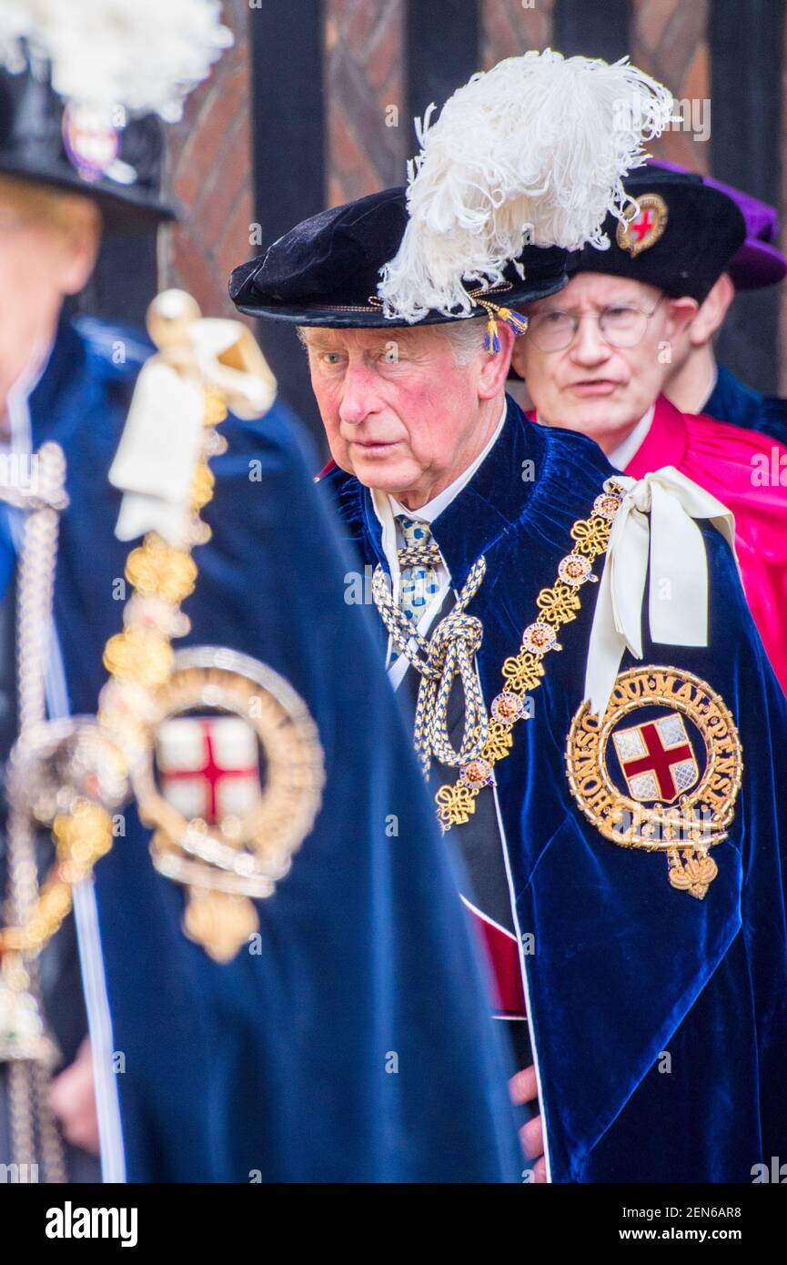 Prince Charles of Wales during Order of the Garter service, a service for the Most Noble Order