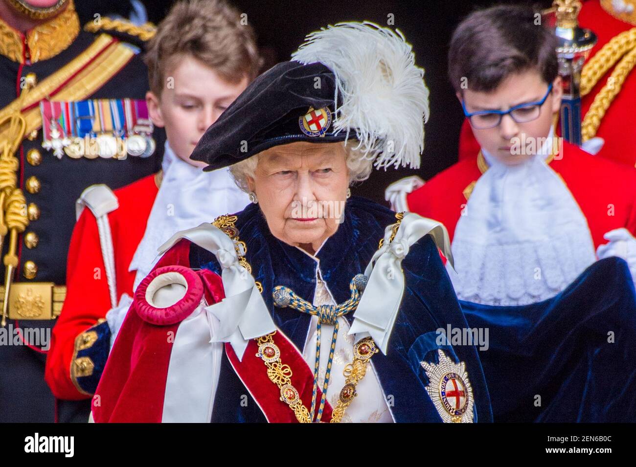 Queen Elizabeth II during Order of the Garter service, a service for
