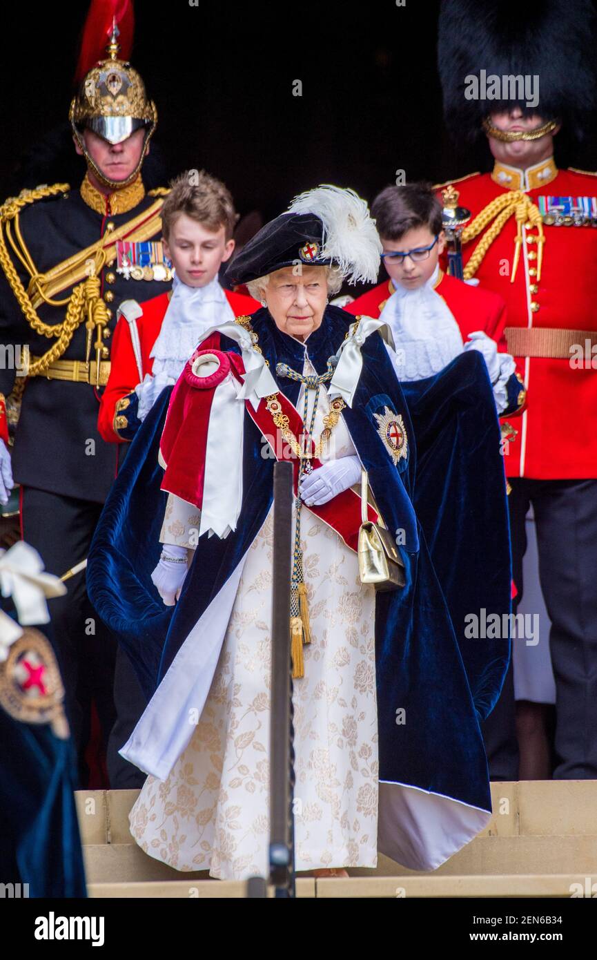 Queen Elizabeth II during Order of the Garter service, a service for