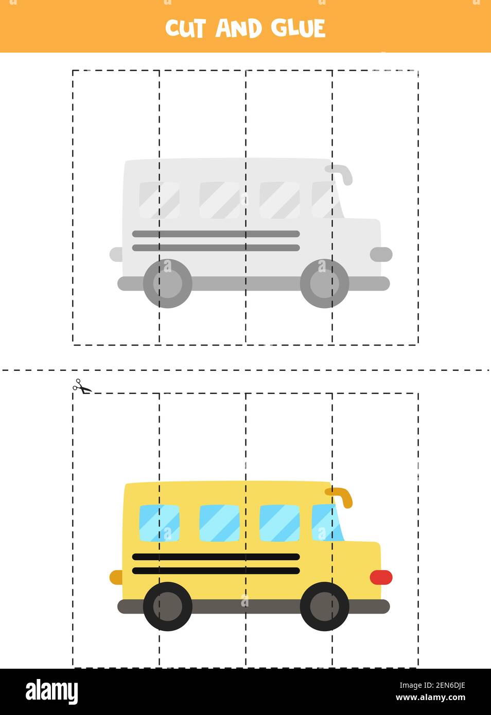 Cut And Glue Game For Kids With Cartoon School Bus Cutting Practice For Preschoolers Stock Vector Image Art Alamy Cut And Glue Game For Kids With Cartoon School Bus Cutting Practice For Preschoolers Stock Vector Image Art Alamy
