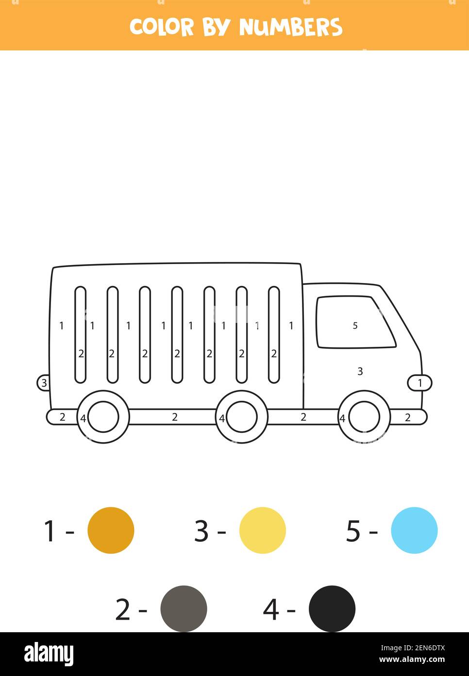 Coloring page with cartoon truck. Color by numbers. Math game for kids Stock Vector Image & Art - Alamy Coloring page with cartoon truck. Color by numbers. Math game for kids Stock Vector Image & Art - Alamy