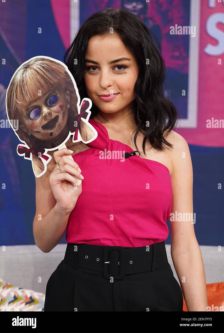 MIAMI, FL - JUN 25: Actress Katie Sarife is seen During "Despiertra  America" morning show to promote the movie "Annabelle Comes Home" on June  25, 2019 in Miami, Florida. (Photo by Alberto