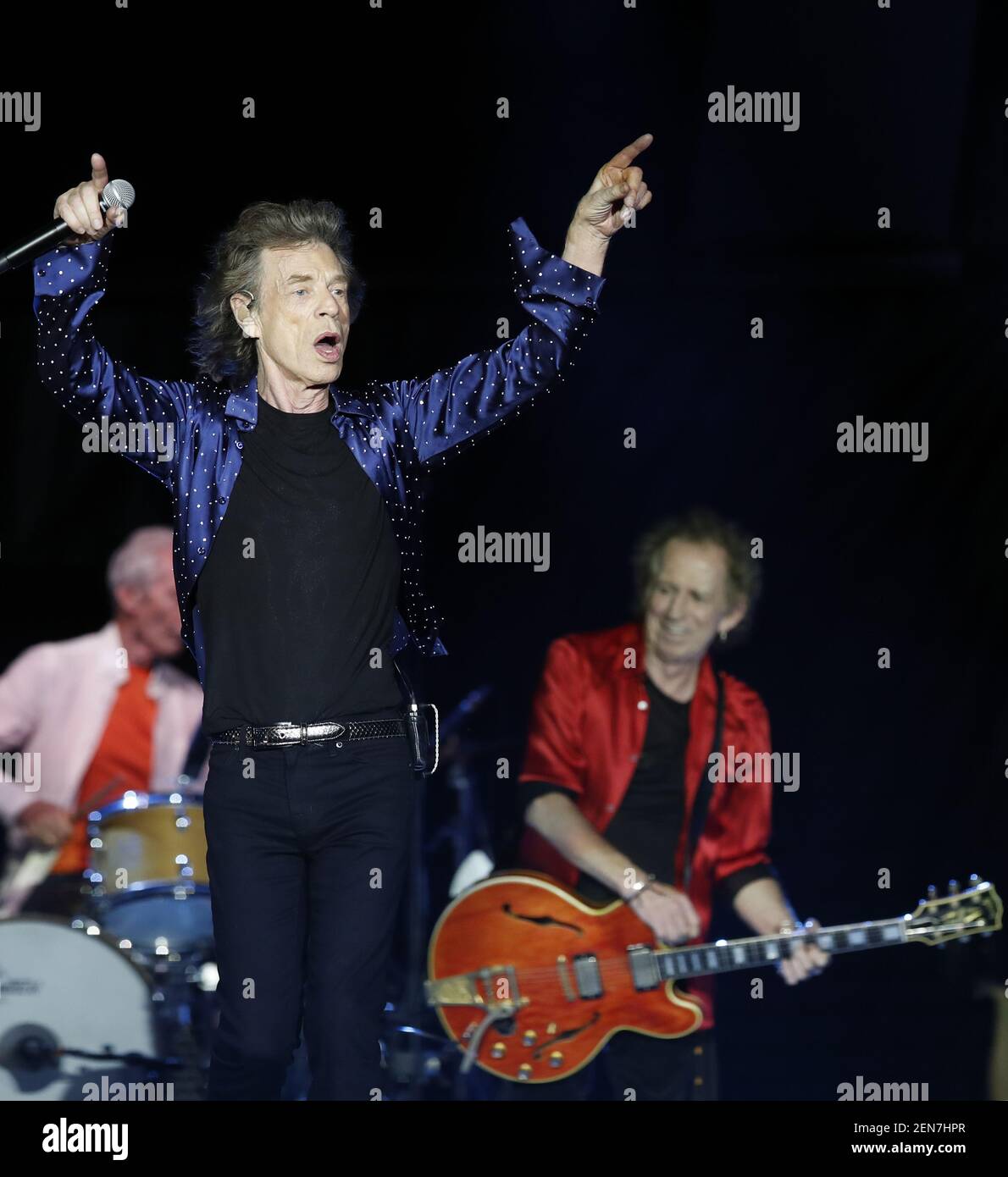 Mick Jagger Left And Keith Richards Of The Rolling Stones Perform At mick-jagger-left-and-keith-richards-of-the-rolling-stones-perform-at