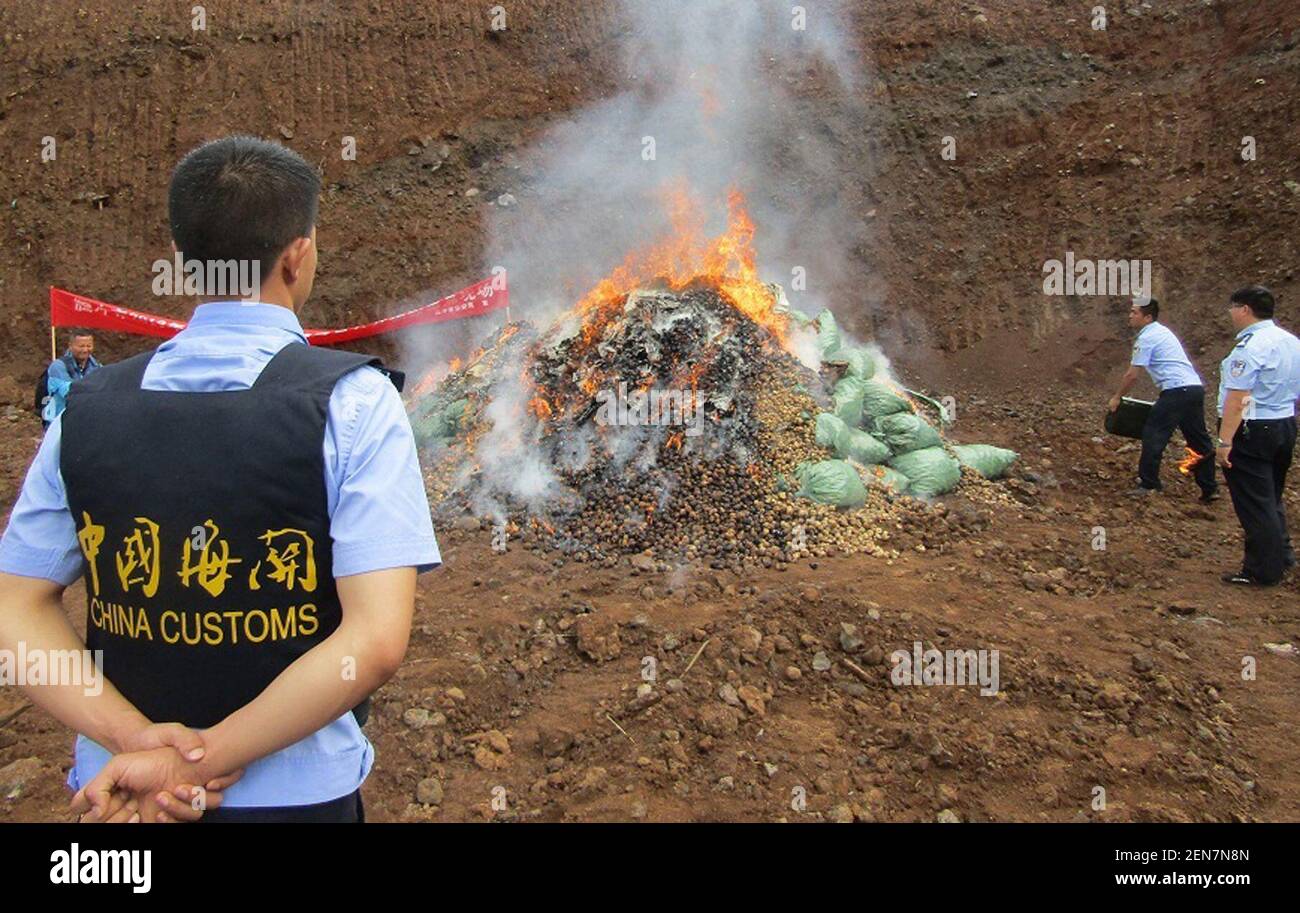 Chinese Police Officers Destroy Drugs Seized By Themselves Against Drug ...