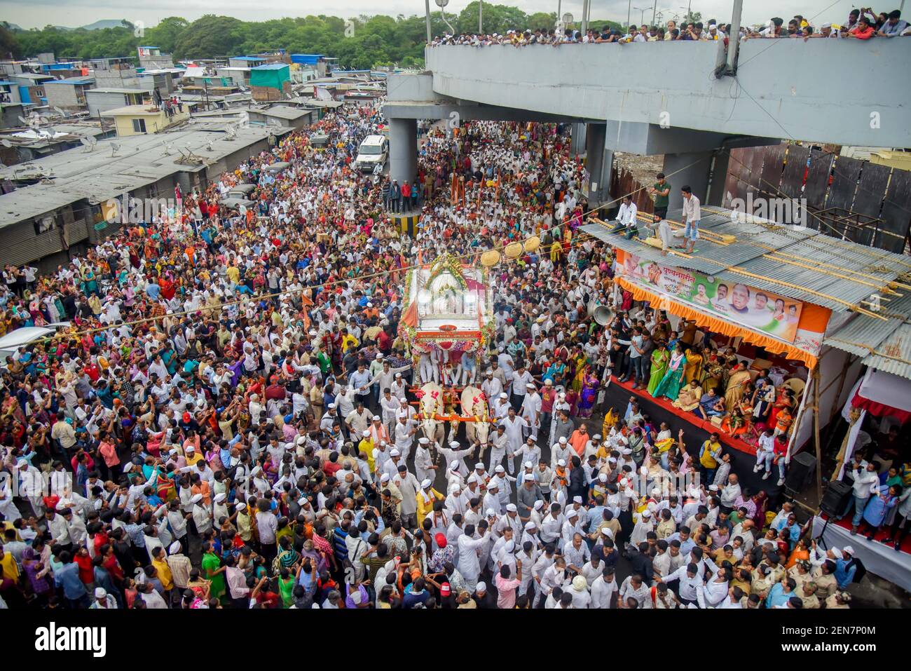 Pune Vari PUNE, INDIA - JUNE 26: Devotees participate in Pandharpur Wari, which ...