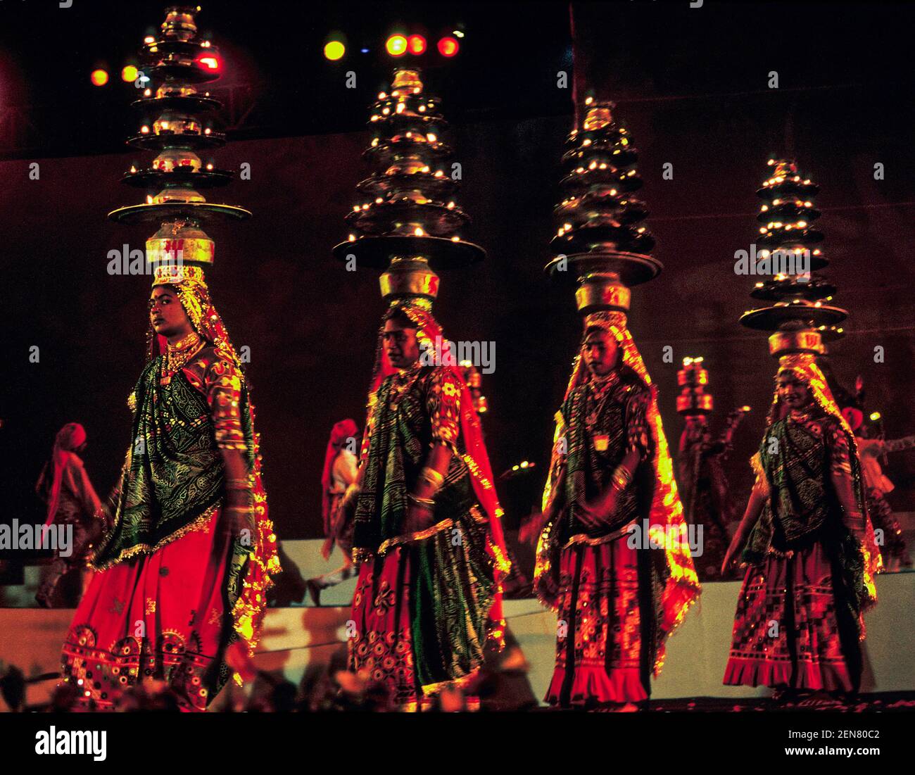 Gujarati women dancers perform at the Navratri festival in Gandhinagar