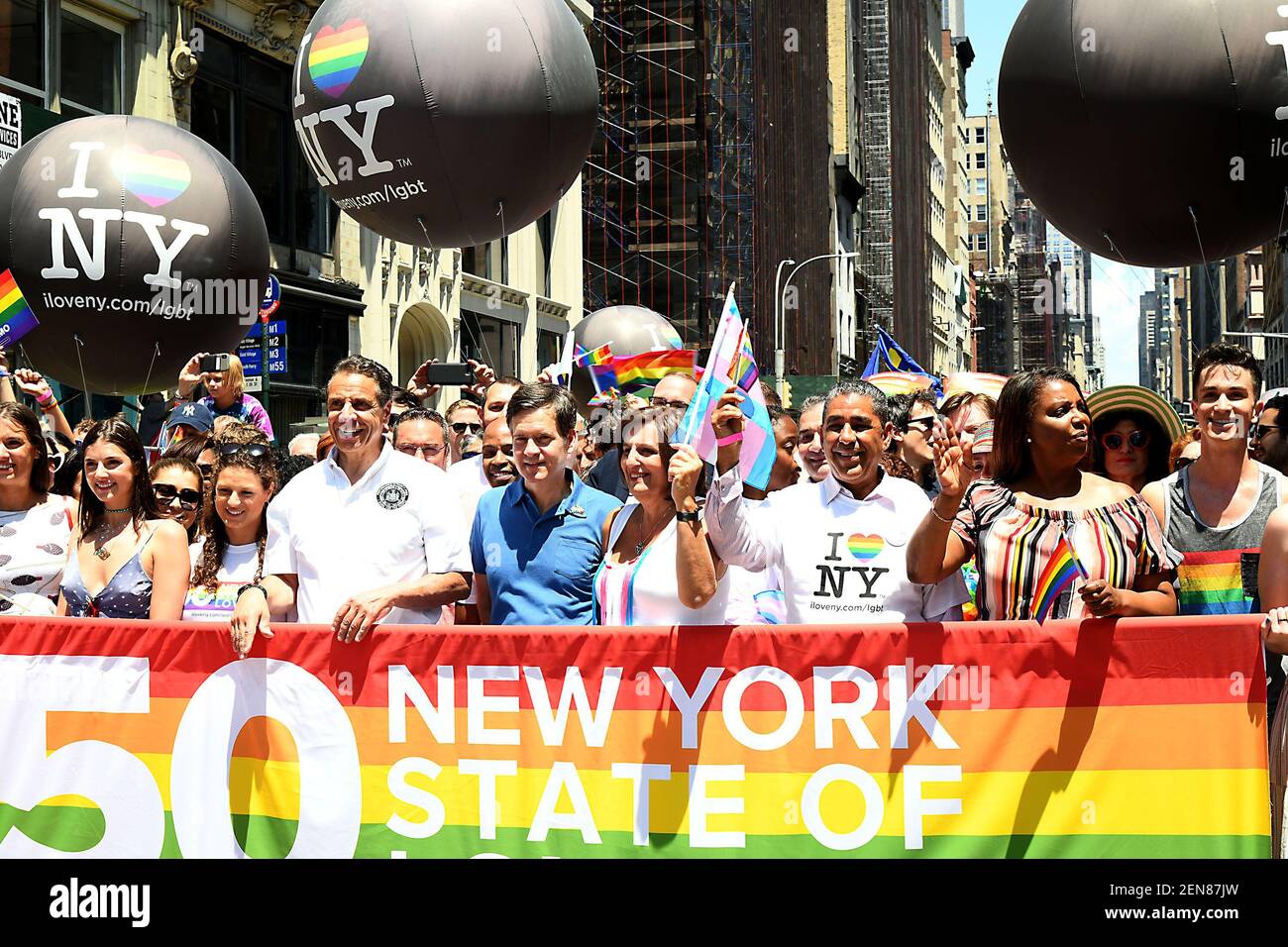 Governor Andrew Cuomo and daughters march in the World Pride NYC Pride ...