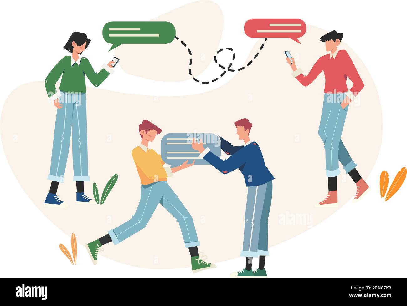 Communication via the online chat and video Stock Vector
