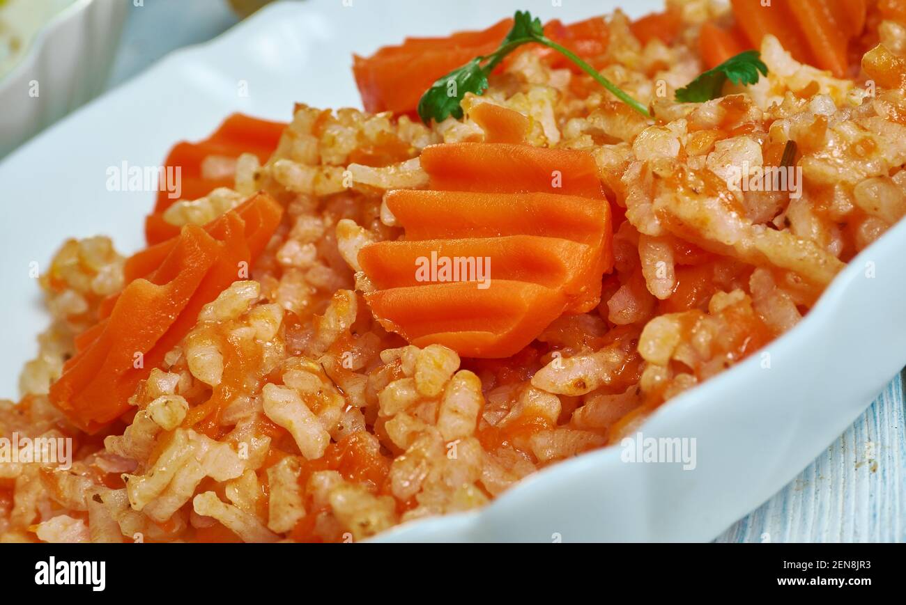 Risotto alle carote - Carrot Risotto, Italian rice dish Stock Photo - Alamy