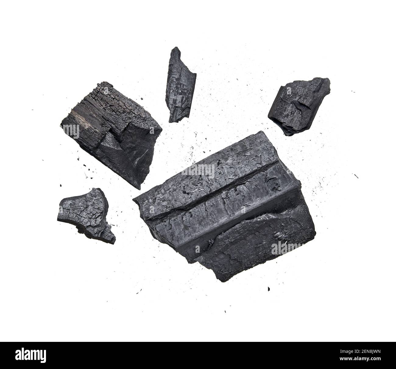 Black charcoal isolated on white background Stock Photo