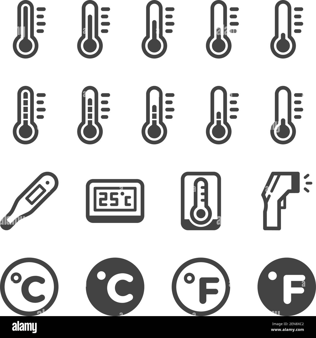 thermometer and temperature icon set,vector and illustration Stock Vector