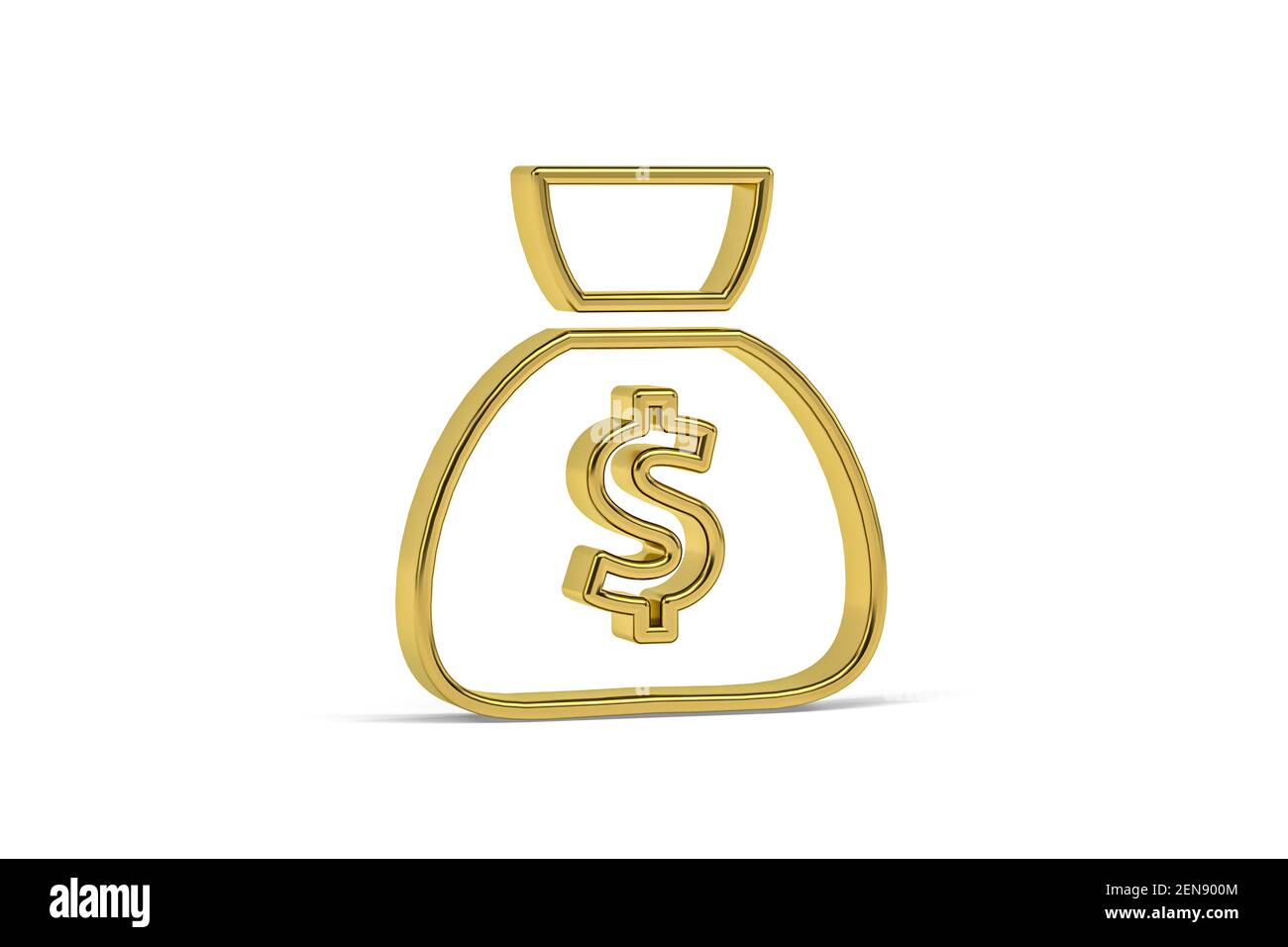 Golden 3d money bag icon isolated on white background - 3D render Stock ...