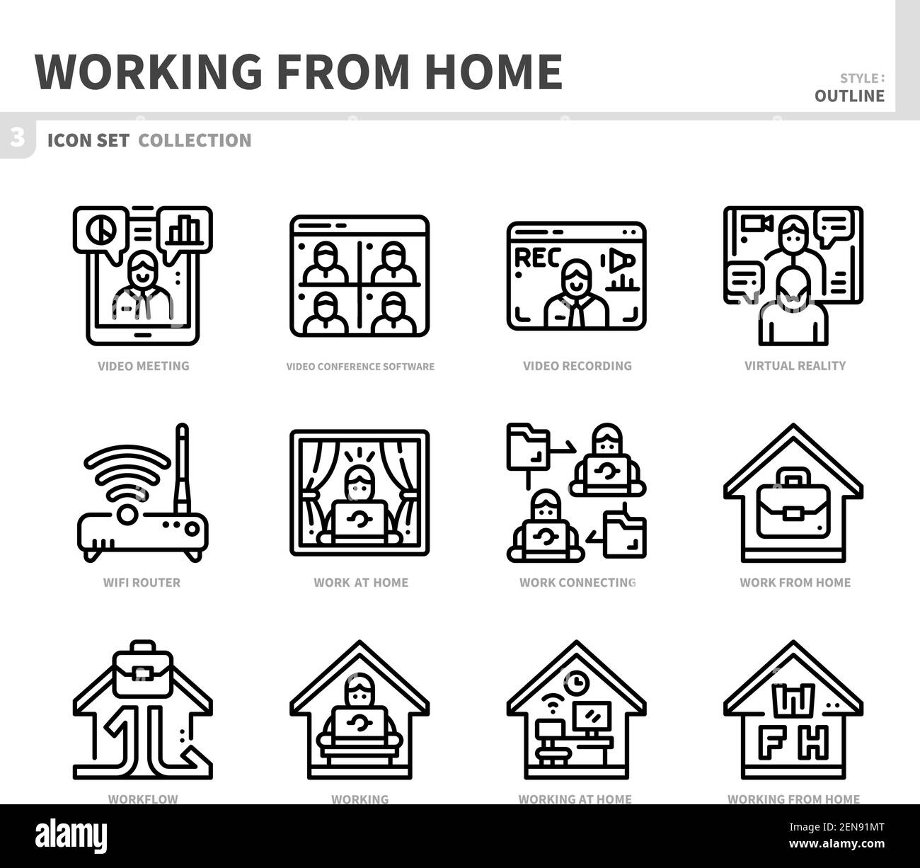 working from home icon set,outline style,vector and illustration Stock Vector Image & Art Alamy