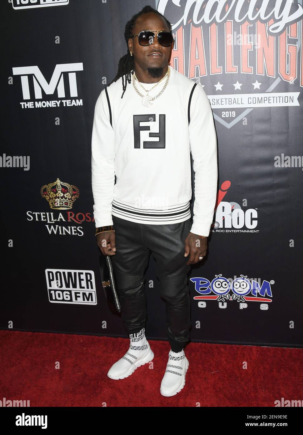 Adam Pacman Jones arrives at the Monster Energy Celebrity Basketball Game  50K Charity Challenge held at the UCLA Pauley Pavilion in Los Angeles, CA  on Monday, July 8, 2019. (Photo By Sthanlee