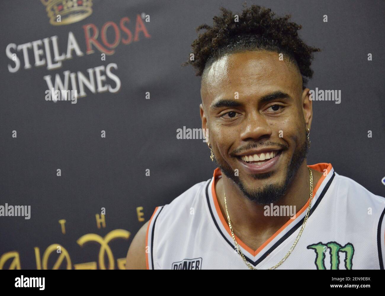 Rashad Jennings arrives at the Monster Energy Celebrity Basketball Game