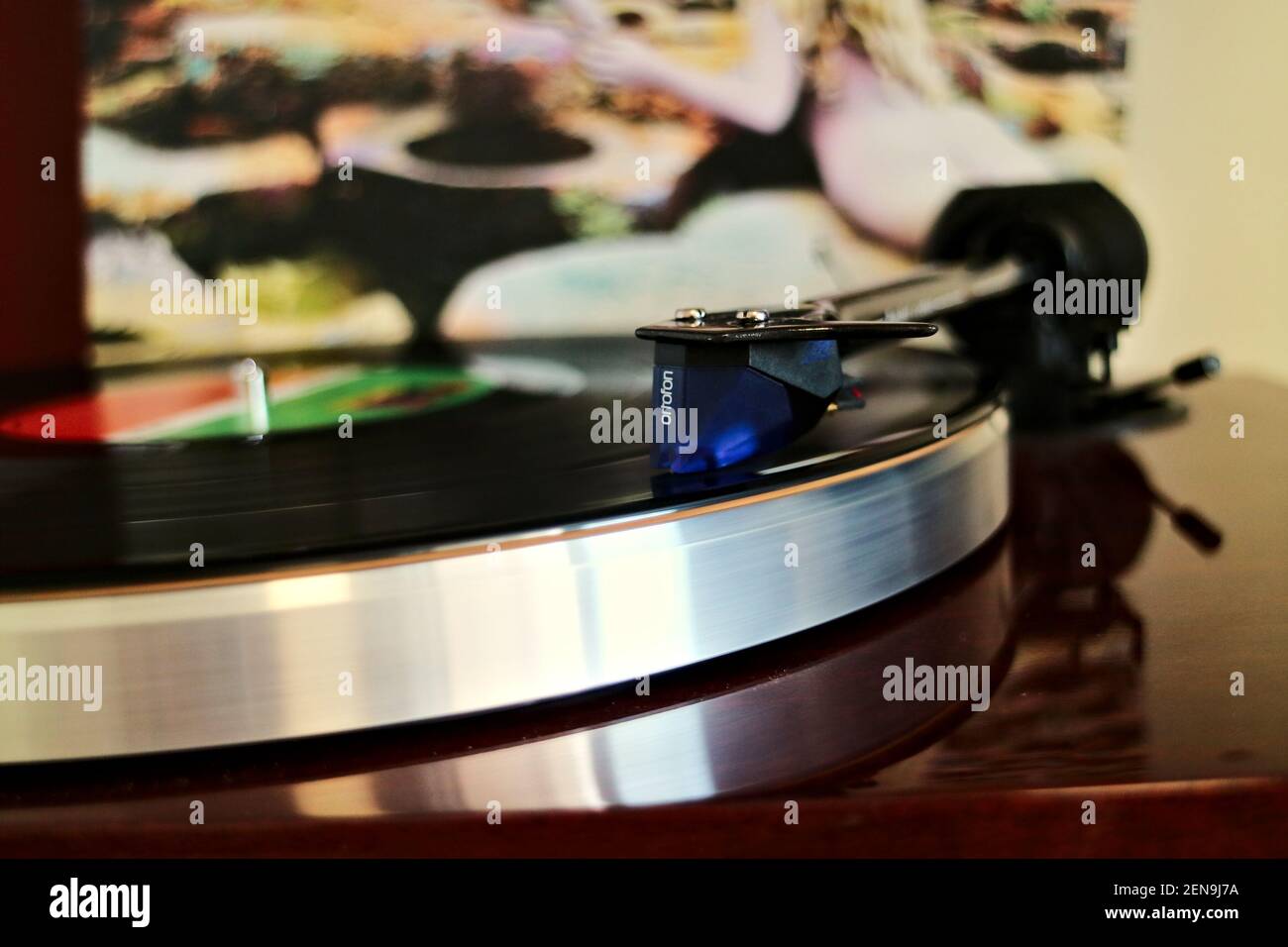 Vinyl Record Player and Cartridge Stock Photo