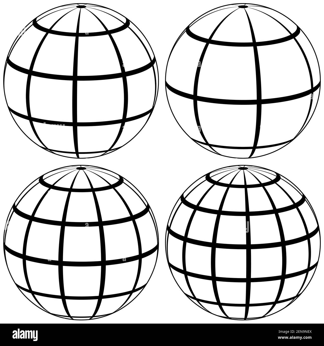 graticule globe Meridian and parallel, vector template graticule ball with lines Earth globe with meridians and longitude 3D sphere vector Stock Vector