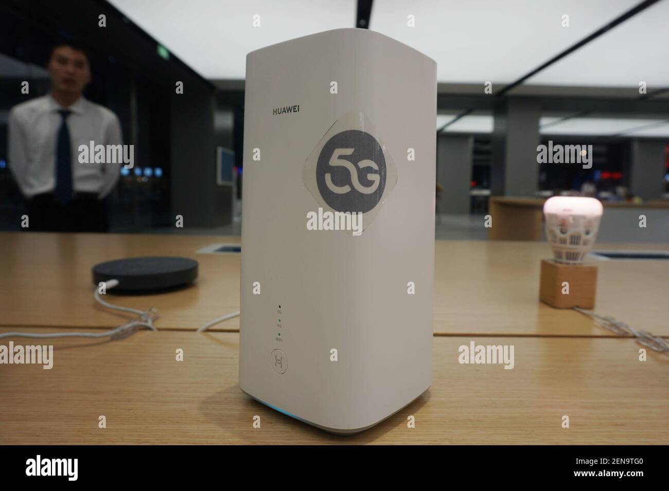 A Huawei 5G CPE Pro, the CPE (Customer Premise Equipment), is displayed ...