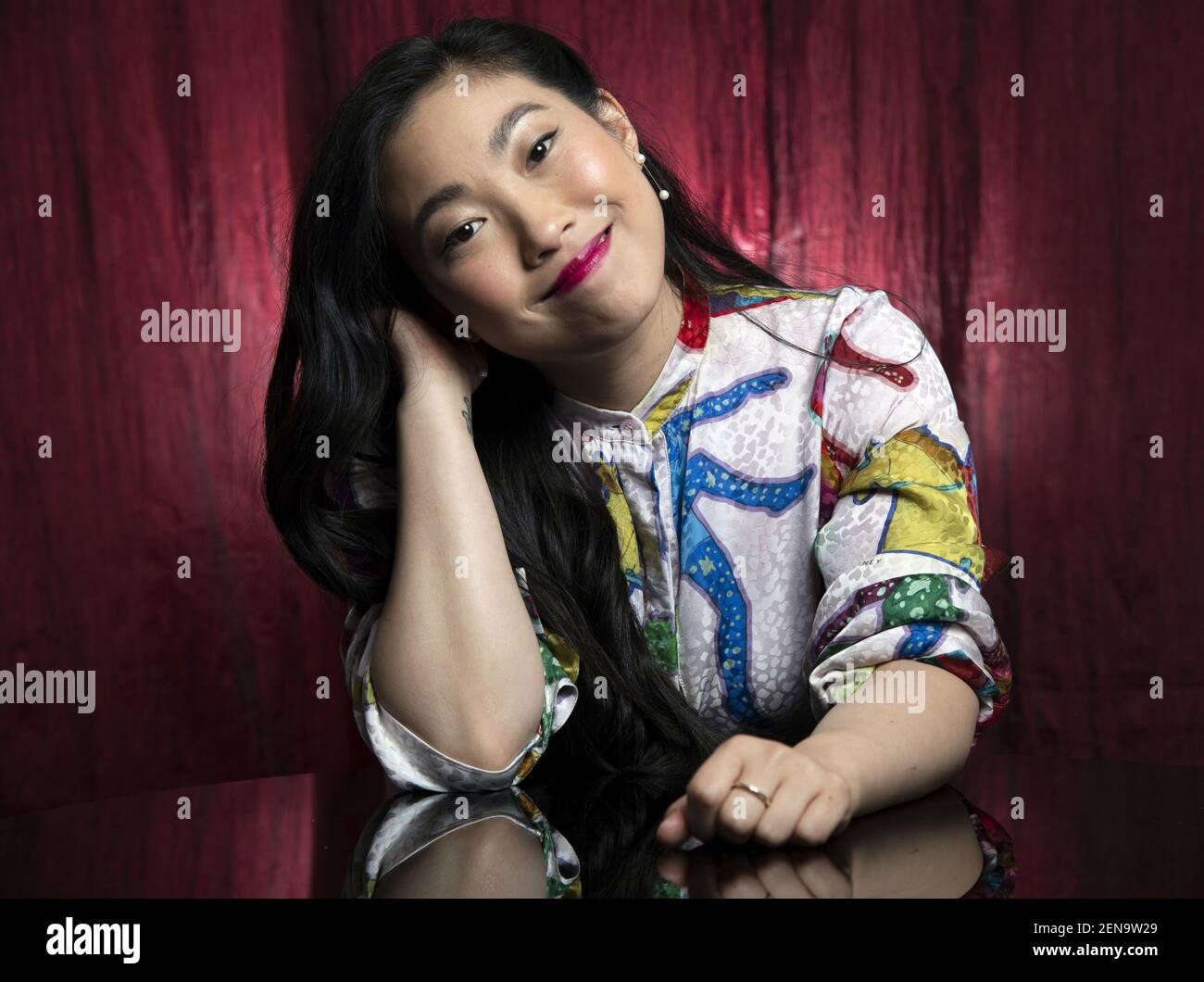 June 26, 2019; Beverly Hills, CA, USA; Awkwafina stars in the new film 'The Farewell' based on the true story of a Chinese-American twenty-something traveling home to China to say goodbye to her ailing grandmother. Portrait shoot at the Four Seasons Hotel Los Angeles at Beverly Hills. Mandatory Credit: Robert Hanashiro-USA TODAY/Sipa USA Stock Photo
