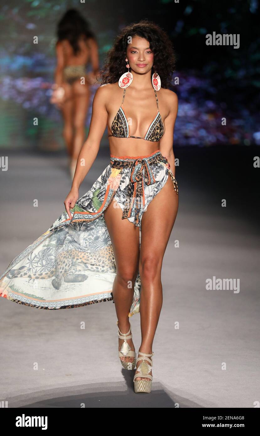MIAMI BEACH, FLORIDA - JULY 12: A model walks the runway during Agua  Bendita X Yanbal Fashion Show at The Paraiso Tent on July 12, 2019 in Miami  Beach, Florida. (Photo by