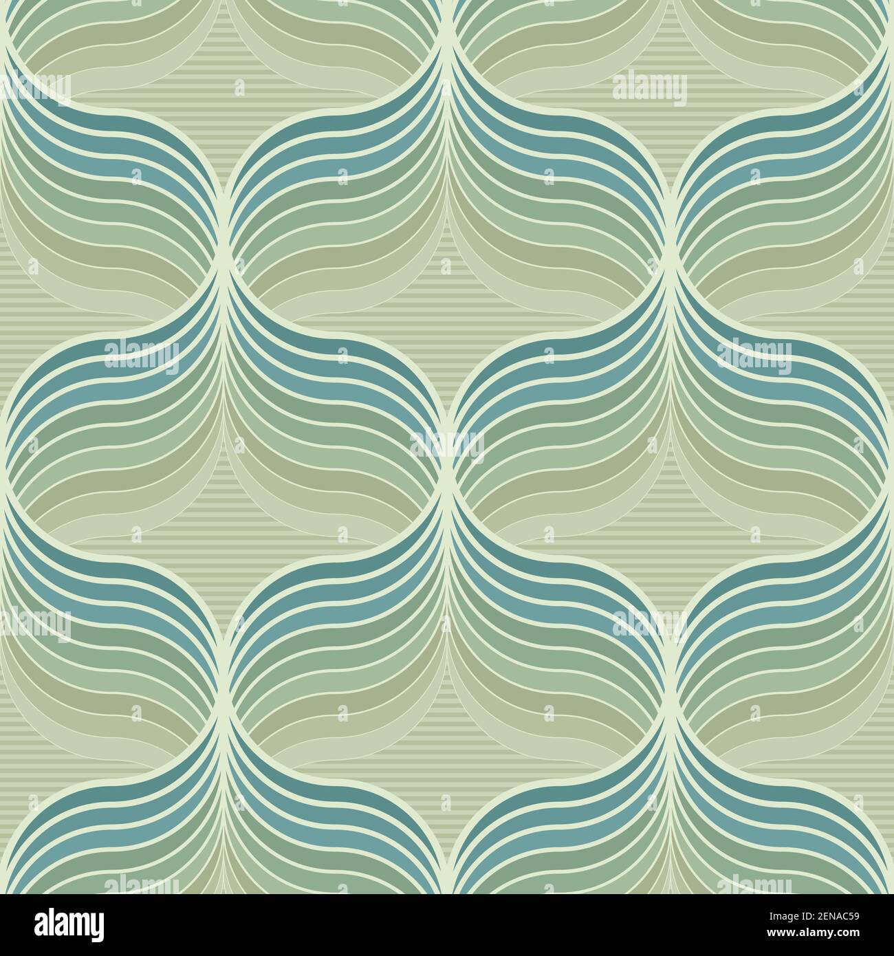 Seamless pattern with wavy motifs in retro style. Stock Vector