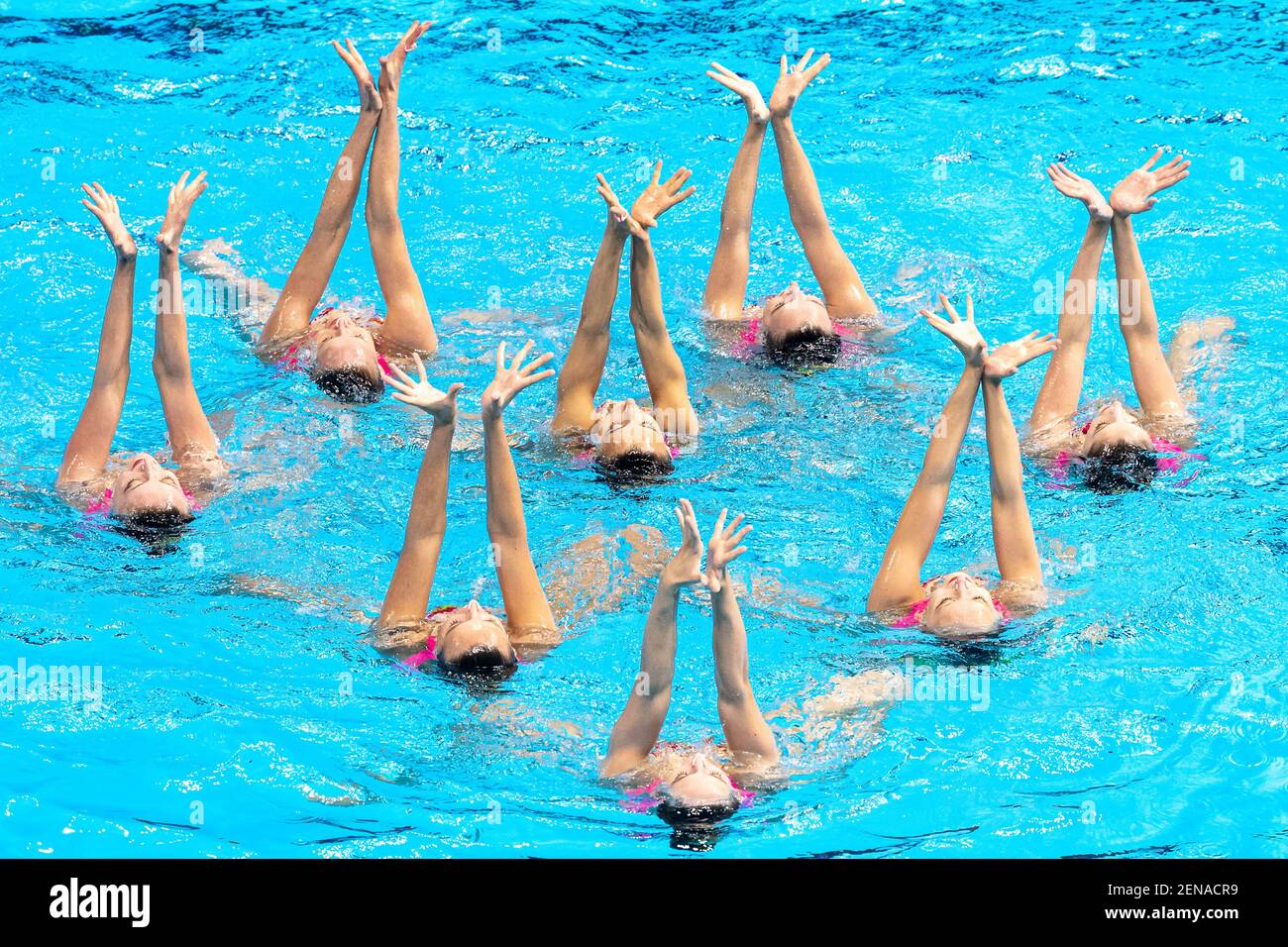 FAHRNI Ilona HELFER Anouk, KOCH Vivienne MELLO RODRIGUEZ Paloma, PESCHL  Joelle SCHUPBACH Babou, THONI Alyssa VARESIO Margaux SUI SWITZERLAND  Gwangju South Korea 14/07/2019 Artistic Swimming Team Technical  Preliminaries 18th FINA World Aquatics