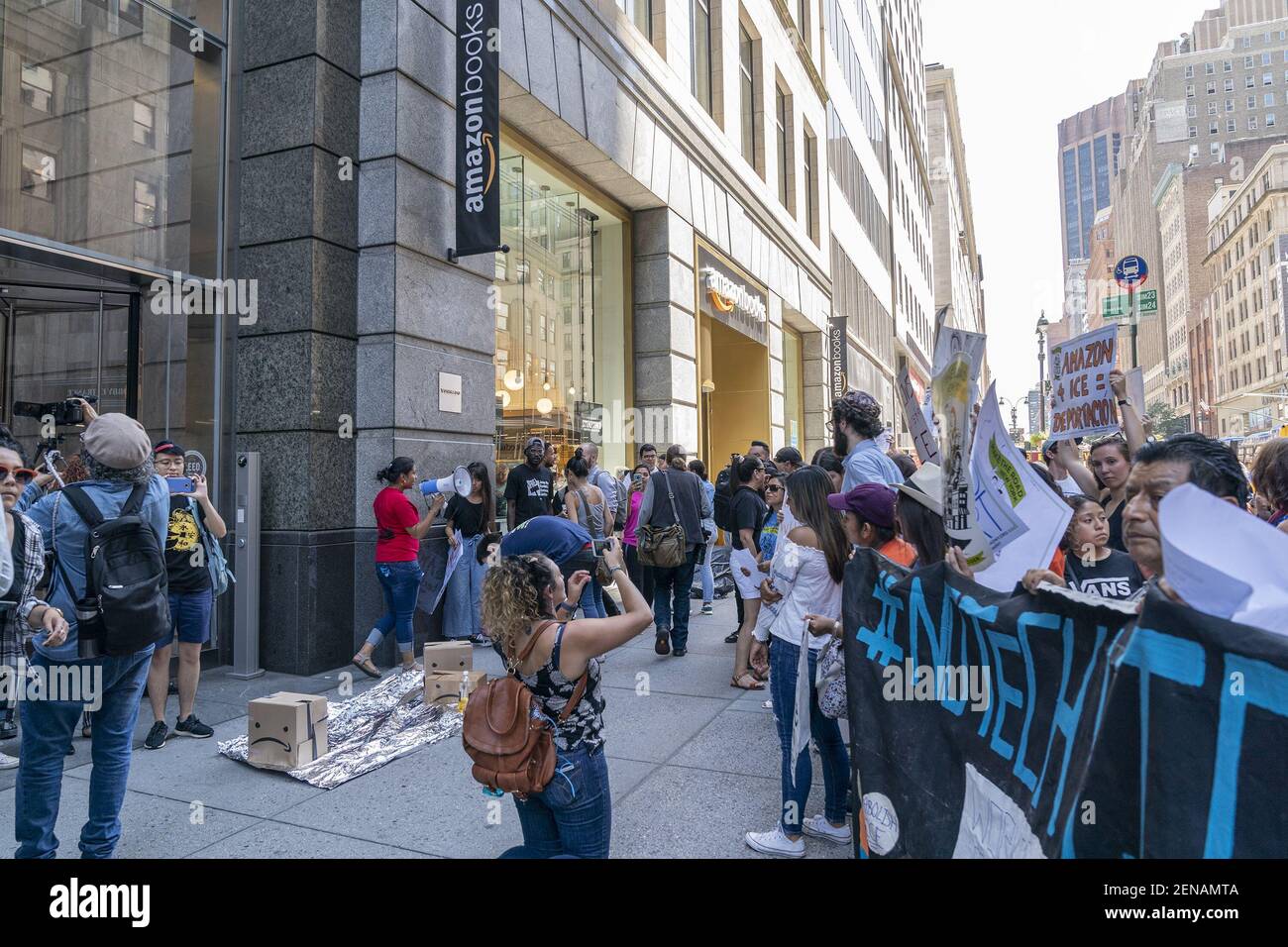 Activists stage rally to deliver petition to Amazon CEO Jeff Bezos New ...