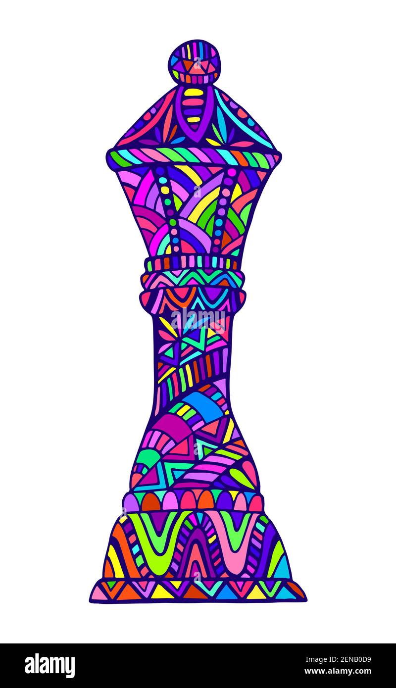 Colorful Queen Chess Piece with many decorative abstract patterns ...