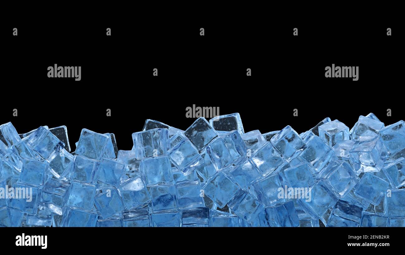 Ice cubes isolated on a black background. 3d illustration Stock Photo ...