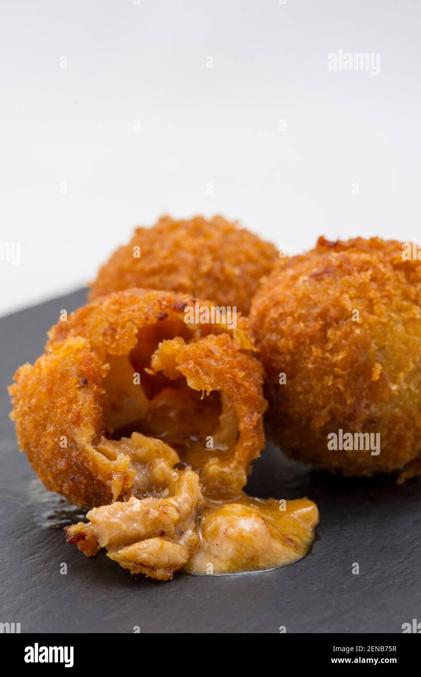 Tapa Croquettes of tripe a la Madrid Stock Photo Alamy
