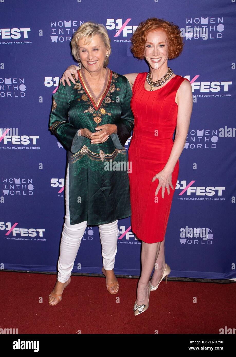 Tina Brown, CEO & Founder of Tina Brown Live Media/ Women in the World, and Kathy Griffin attends the 'Kathy Griffin: A Hell Of A Story' New York premiere during opening night of 51Fest at SVA Theater in New York City, NY, on June 18, 2019. (Photo by Arturo Holmes/Sipa USA) Stock Photo