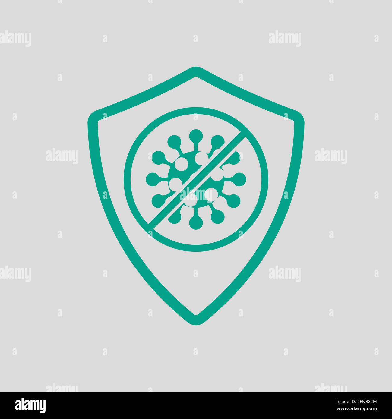 Shield From Coronavirus Icon. Green on Gray Background. Vector Illustration. Stock Vector