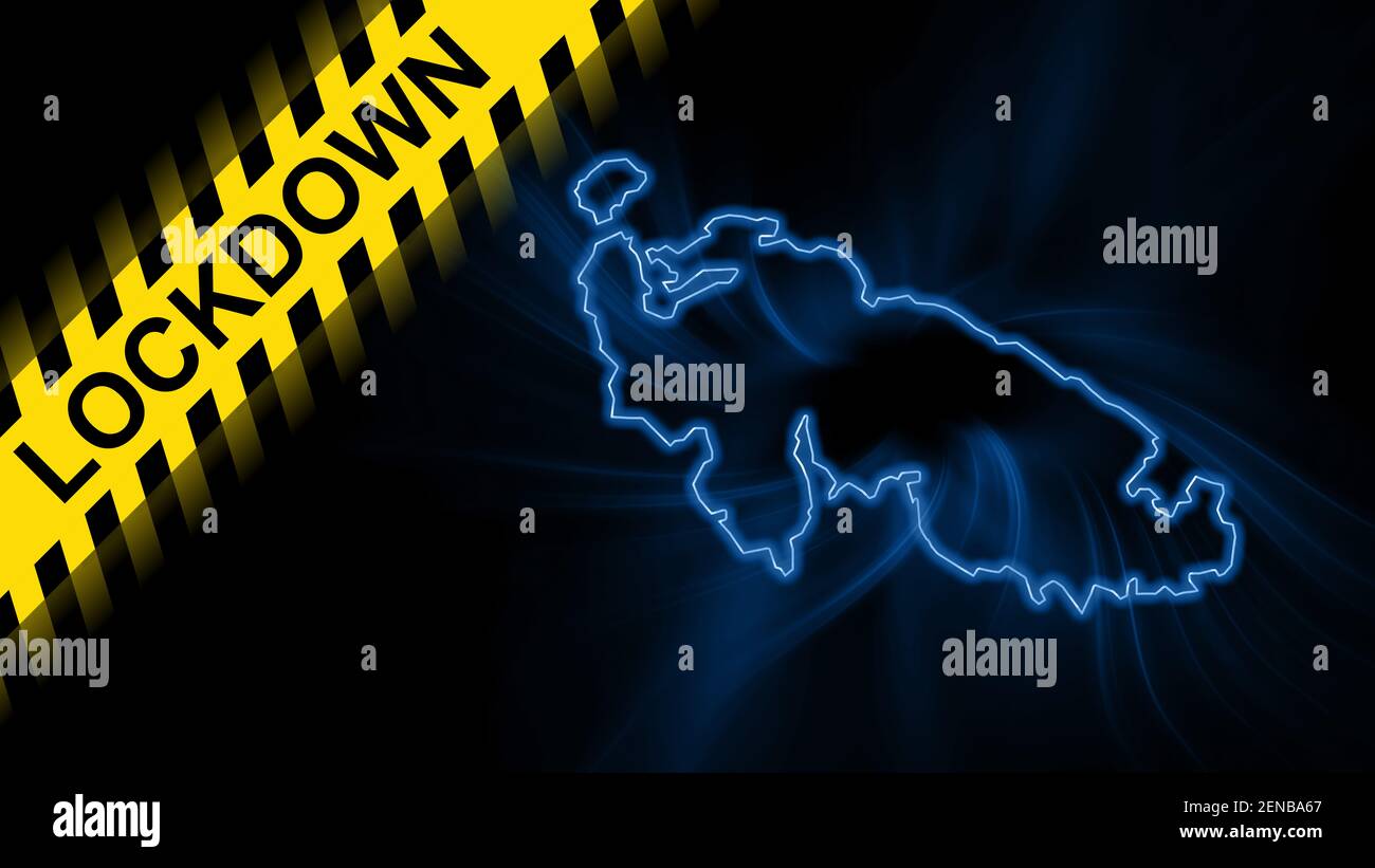 Lockdown Aland Islands, outline map Coronavirus, Outbreak quarantine, on dark Background Stock Photo