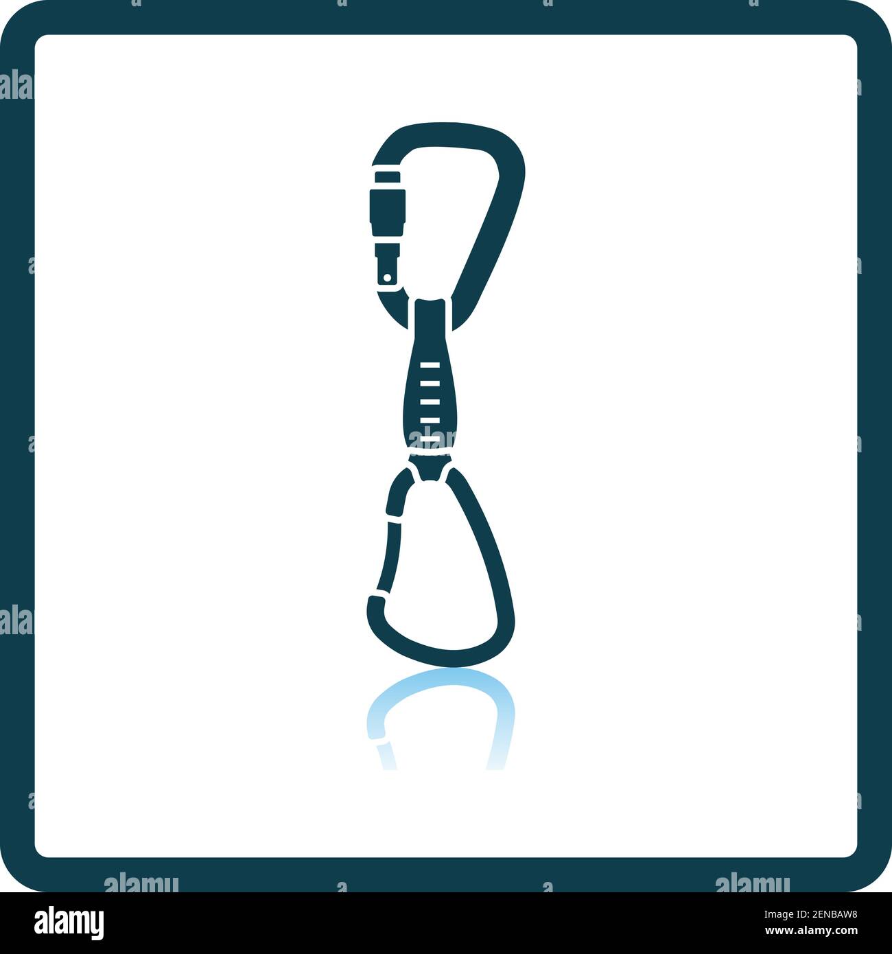 Alpinist Quickdraw Icon. Square Shadow Reflection Design. Vector Illustration. Stock Vector