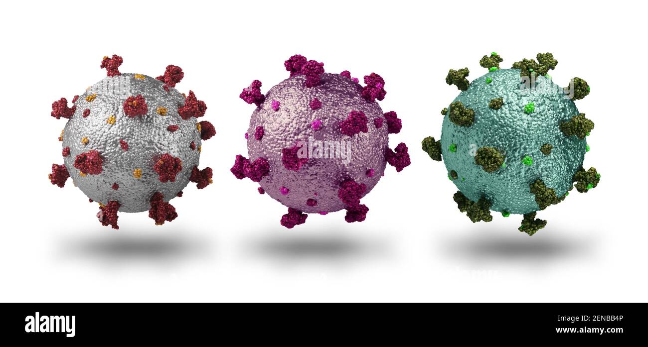 Photorealistic model of coronavirus covid-19 mutations isolated on white background, pandemic epidemic concept Stock Photo