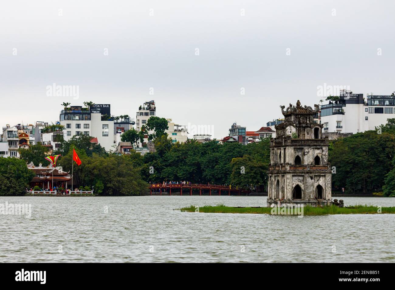 The Ngoc Son Temple Of Lake Hoan Kiem In Hanoi In Vietnam Stock Photo the-ngoc-son-temple-of-lake-hoan-kiem-in-hanoi-in-vietnam-stock-photo