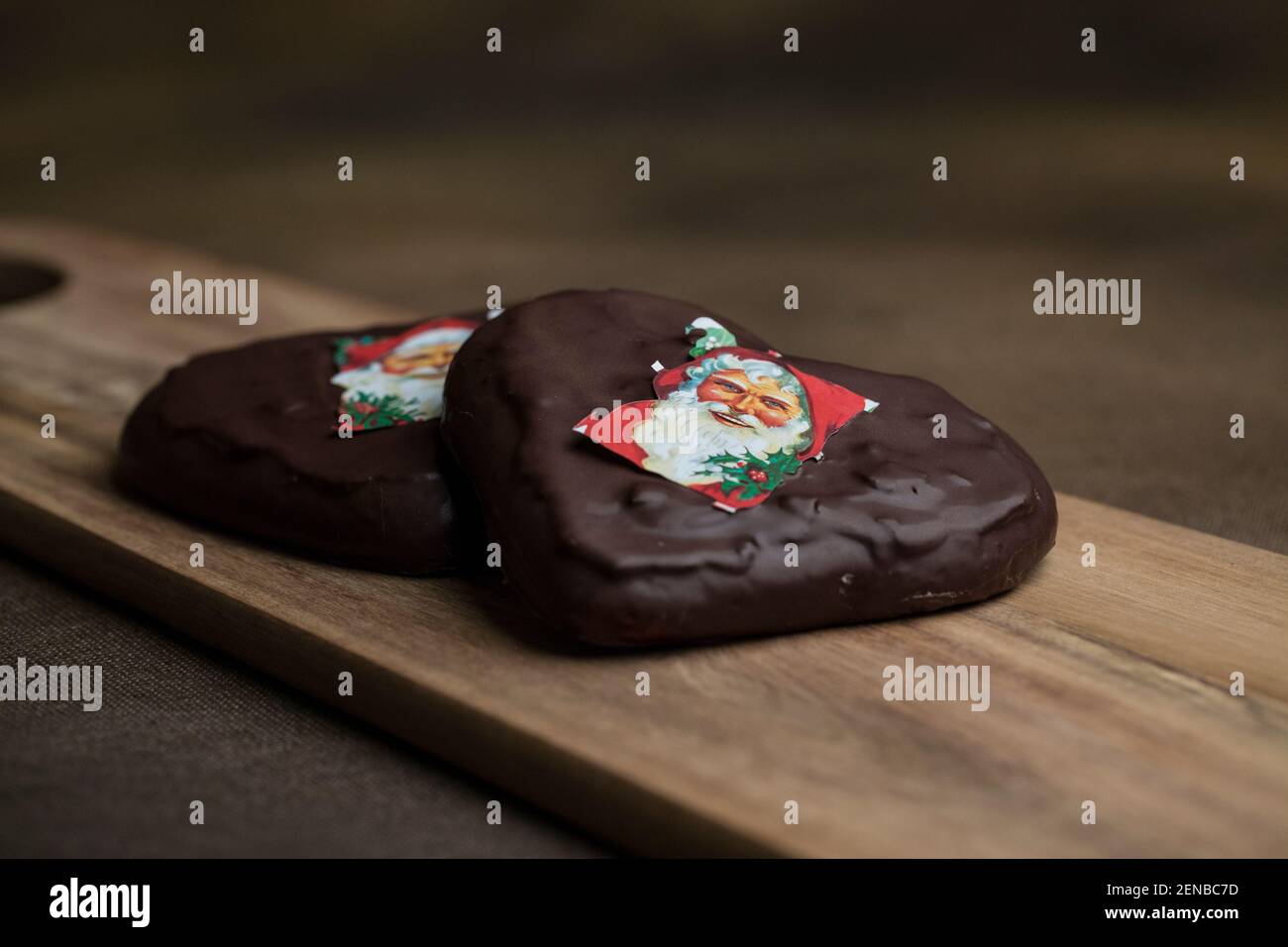 Delicious traditional danish christmas cookies with santa claus Stock Photo