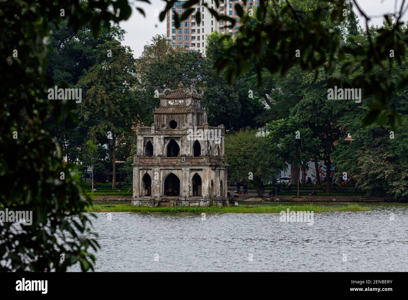 The Ngoc Son Temple Of Lake Hoan Kiem In Hanoi In Vietnam Stock Photo the-ngoc-son-temple-of-lake-hoan-kiem-in-hanoi-in-vietnam-stock-photo