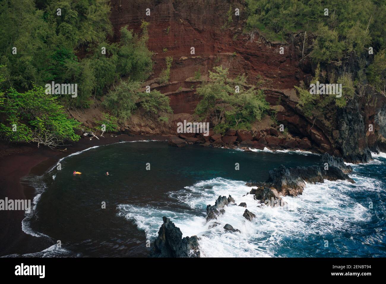 Red Sand Beach on Maui, HANA Stock Photo Alamy