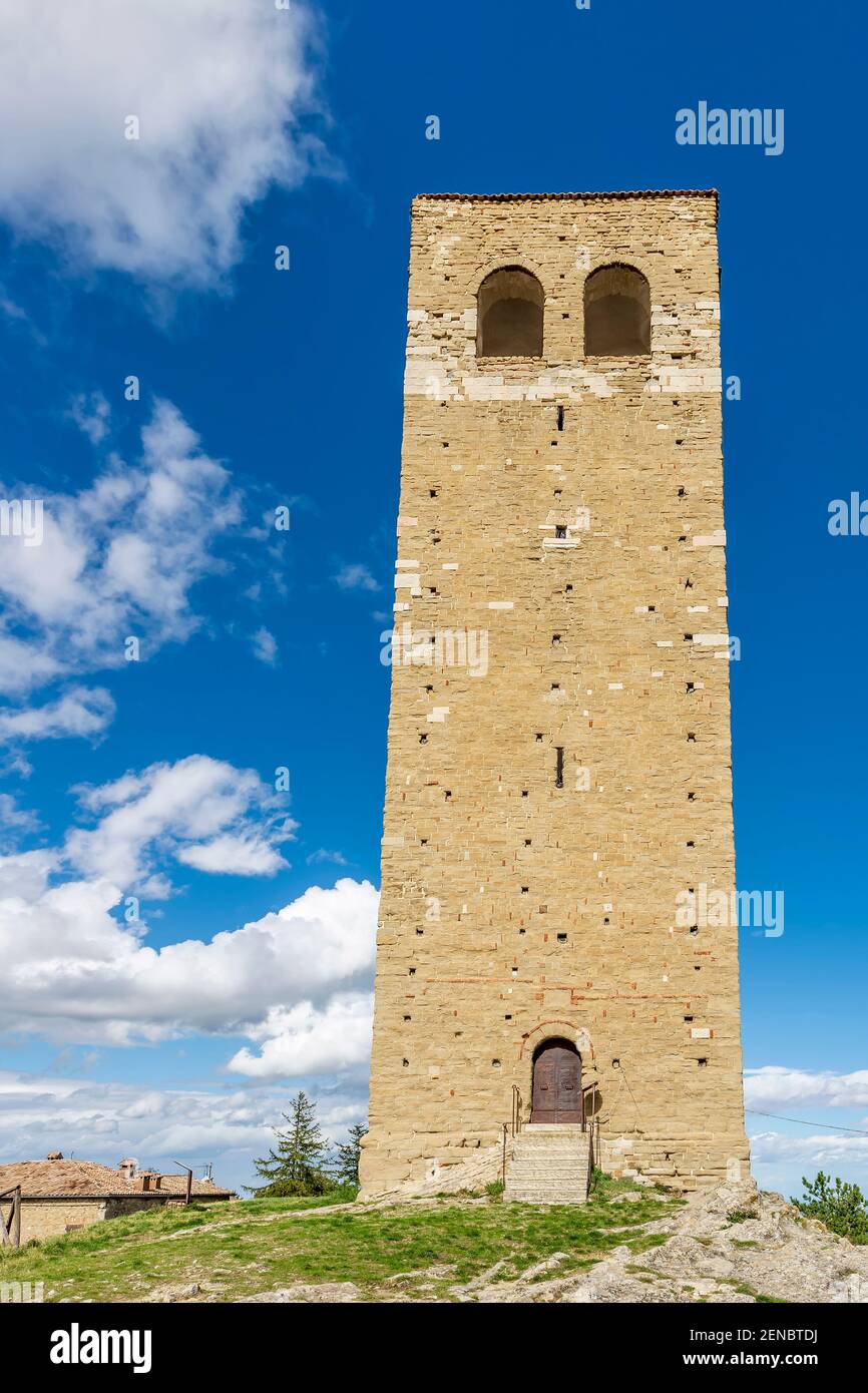The Civic Tower of San Leo, Rimini, Italy, on a sunny day Stock Photo