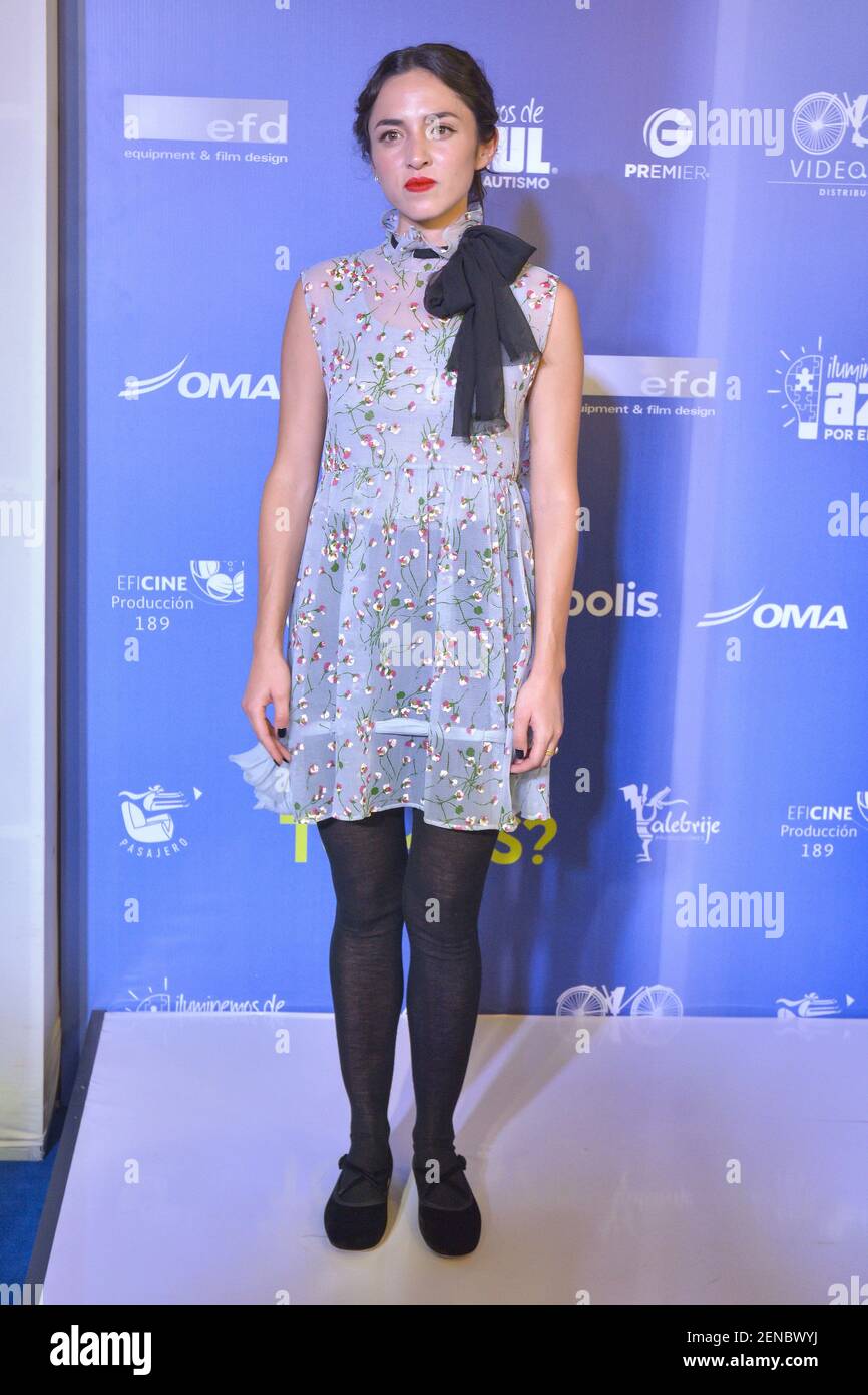 MEXICO CITY, MEXICO - JULY 22: Maria Evoli poses for photos during the red  carpet of film premiere '¿Conoces a Tomas?' at Cinepolis Miyana on July 22,  2019 in Mexico City, Mexico (