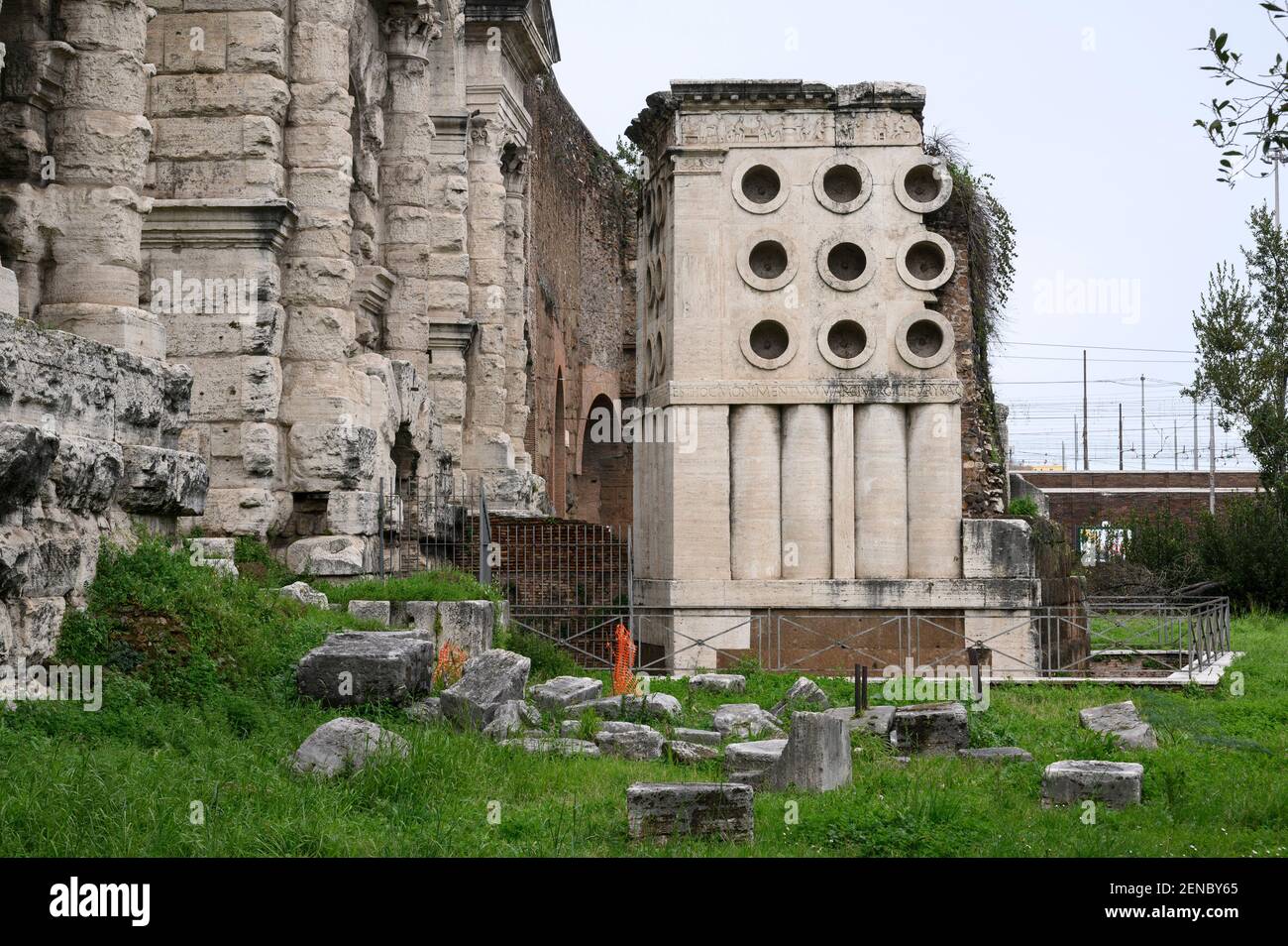 Rome. Italy. Tomb of Eurysaces the Baker (sepolcro di Eurisace), ca. 50–20 BC, located just outside Porta Maggiore. Stock Photo