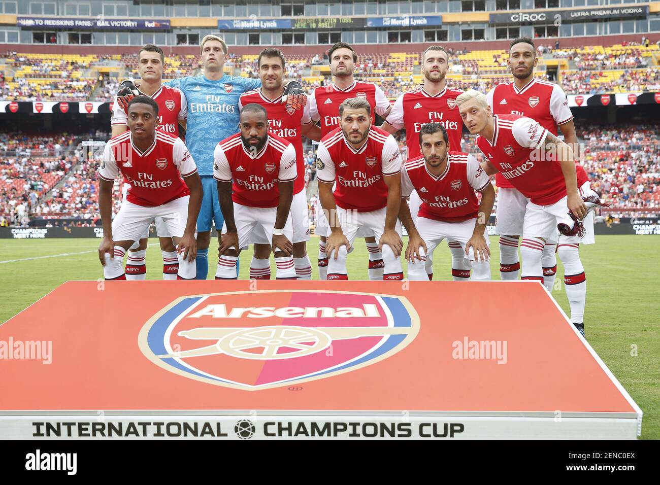 Jul 23 19 Landover Md Usa Arsenal Starting Eleven Players Pose For A Photo Prior To Their Game Against Real Madrid Of A Match In The International Champions Cup Soccer Series At